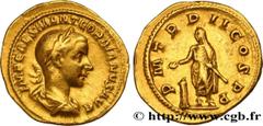 Roman coins GORDIAN III Type : Aureus  Date : mi 239  Mint name / Town : Rome  Metal : gold  Millesimal fineness : 1000  ‰ Diameter : 20  mm Orientation dies : 6  h. Weight : 4,90  g. Rarity : R2  Off