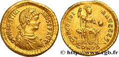 Roman coins VALENTINIAN II Type : Solidus  Date : 388-392  Mint name / Town : Constantinople  Metal : gold  Diameter : 21,5  mm Orientation dies : 6  h. Weight : 4,44  g. Rarity : R2  Officine : 6e  O