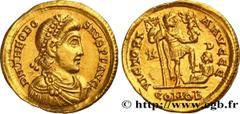 Roman coins THEODOSIUS I Type : Solidus  Date : 402-423  Mint name / Town : Milan  Metal : gold  Millesimal fineness : 1000  ‰ Diameter : 20,5  mm Orientation dies : 5  h. Weight : 4,44  g. Rarity : R