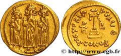 Byzantine coins HERACLIUS, HERACLIUS CONSTANTINE and HERACLONAS Type : Solidus  Date : 638-639  Mint name / Town : Constantinople  Metal : gold  Millesimal fineness : 1000  ‰ Diameter : 20,5  mm Orien