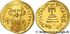 Byzantine coins CONSTANS II Type : Solidus  Date : 651-654  Mint name / Town : Constantinople  Metal : gold  Millesimal fineness : 1000  ‰ Diameter : 20,5  mm Orientation dies : 6  h. Weight : 4,46  g