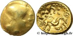 Celtic coins AMBIANI (Area of Amiens) Type : Statère d'or uniface  Date : c. 60-50 AC.  Mint name / Town : Amiens (80)  Metal : gold  Diameter : 17  mm Weight : 6,26  g. Rarity : R1  Obverse legend : 