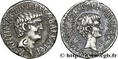MARC ANTOINE et OCTAVE(41 avant J.-C.)Marcus Antonius, Caius Julius Cوsar Octavianus Denier N° v32_0112    Date : c. 41 AC. Nom de l'atelier : Asie, Ephèse Métal : argent Diamètre : 20mm Axe des coins