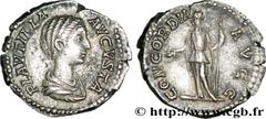 PLAUTILLE(+211)Publia Fulvia PlautillaAugusta(202-205) Denier N° v32_0299    Date : 202 Nom de l'atelier : Rome Métal : argent Diamètre : 18mm Axe des coins : 12h. Poids : 3,63g. Degré de rareté : R1 