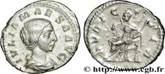 JULIA MAESA(+223 ou 226)Julia MوsaSœur de Julia Domna, mère de Julia Soémias et de Julia Mamée, grand-mère d'Elagabal et d'Alexandre Sévère - Augusta(218-223/226) Denier N° v32_0327    Date : 222 Nom 
