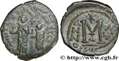 HERACLIUS et HERACLIUS CONSTANTIN(22/01/613-4/07/638) Follis surfrappé N° v32_0775    Date : 616-617 Nom de l'atelier : Séleucie d’Isaurie Métal : cuivre Diamètre : 31mm Axe des coins : 5h. Poids : 9,