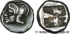 MASSALIA - MARSEILLE(Ve - Ier siècles avant J.-C.) Trihémiobole ou 1 1/4 litra “type de Calymna” N° v32_0795    Date : c. 500-470 AC. Métal : argent Diamètre : 9,5mm Poids : 1,25g. Degré de rareté : R