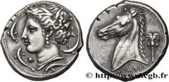 Greek Coins SICILY - SICULO-PUNIC - LILYBAION Type : Tétradrachme  Date : c. 340 AC.  Mint name / Town : Sicile, Lilybée  Metal : silver  Diameter : 26,5  mm Orientation dies : 9  h. Weight : 17,26  g