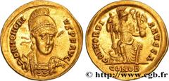 Roman coins HONORIUS Type : Solidus  Date : 397-402  Mint name / Town : Constantinople  Metal : gold  Millesimal fineness : 1000  ‰ Diameter : 20  mm Orientation dies : 6  h. Weight : 4,26  g. Rarity 