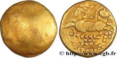 Celtic coins DUROCASSIS (Area of Dreux) Type : Hémistatère d’or uniface  Date : c. 80-50 AC.  Mint name / Town : Dreux (28)  Metal : gold  Diameter : 15,5  mm Orientation dies : -  h. Weight : 3,88  g