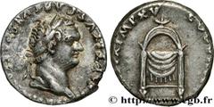 Roman coins TITUS Type : Denier  Date : 80  Mint name / Town : Rome  Metal : silver  Millesimal fineness : 900  ‰ Diameter : 17  mm Orientation dies : 3  h. Weight : 3,20  g. Rarity : R1  Obverse lege