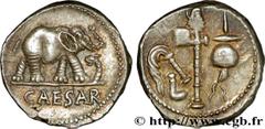 JULES CESAR(13/07/100-15/03/44 avant J.-C.)Caius Julius Cوsar Denier N° v34_0402    Date : 49 AC. Nom de l'atelier : Gaule ou Italie Métal : argent Diamètre : 17,5mm Axe des coins : 1h. Poids : 4,15g.