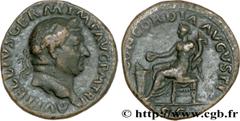 VITELLIUS(2/01-20/12/69)Aulus Vitellius As, (MB, ئ 27) N° v34_0445    Date : 69 Nom de l'atelier : Rome Métal : cuivre Diamètre : 26,5mm Axe des coins : 6h. Poids : 9,70g. Degré de rareté : R2 Etat de