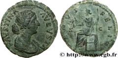 FAUSTINE JEUNE(+175)Annia Galeria FaustinaAugusta(146-175) As, (MB, ئ 26) N° v34_0545    Date : 165-175 Nom de l'atelier : Rome Métal : bronze Diamètre : 26mm Axe des coins : 12h. Poids : 10,35g. Degr