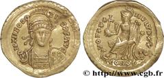 THEODOSE II(10/01/402-28/07/450)Flavius Theodosius Solidus N° v34_1079    Date : 431-432 Nom de l'atelier : Constantinople Métal : or Diamètre : 20,5mm Axe des coins : 6h. Poids : 4,41g. Degré de rare