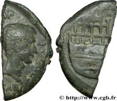 VIENNA - VIENNE - JULES CESAR et OCTAVE(36 avant J.-C.)Julius Cوsar, Caius Octavianus Dupondius coupé en deux verticalement ou as N° v34_1108    Date : 36 AC. Nom de l'atelier : Gaule, Vienne Métal : 
