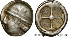 MASSALIA - MARSEILLE(Ve - Ier siècles avant J.-C.) Litra à la tête casquée à gauche N° v34_1172    Date : c. 450-410 AC. Métal : argent Diamètre : 10mm Poids : 0,93g. Degré de rareté : R3 Etat de cons