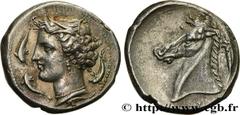Greek Coins SICILY - SICULO-PUNIC - ENTELLA Type : Tétradrachme  Date : c. 320/315 - 305/300 AC.  Mint name / Town : Entella, Sicile  Metal : silver  Diameter : 26  mm Orientation dies : 11  h. Weight
