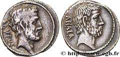 Roman coins BRUTUS Type : Denier  Date : 54 AC.  Mint name / Town : Rome  Metal : silver  Millesimal fineness : 950  ‰ Diameter : 18,5  mm Orientation dies : 6  h. Weight : 3,66  g. Rarity : R1  Obver