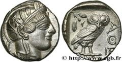Greek Coins ATTICA - ATHENS Type : Tétradrachme  Date : c. 430 AC.  Mint name / Town : Athènes  Metal : silver  Diameter : 25,5  mm Orientation dies : 6  h. Weight : 17,19  g. Obverse legend : Anépigr