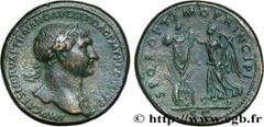 Roman coins TRAJANUS Type : Sesterce  Date : 107  Mint name / Town : Rome  Metal : copper  Diameter : 33,5  mm Orientation dies : 6  h. Weight : 27,02  g. Rarity : R1  Officine : 2e  Obverse legend : 