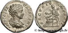Roman coins GETA Type : Denier  Date : 202  Mint name / Town : Rome  Metal : silver  Millesimal fineness : 550  ‰ Diameter : 18  mm Orientation dies : 6  h. Weight : 3,18  g. Officine : 5e  Obverse le