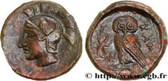 Greek Coins SICILY - KAMARINA Type : Tetras  Date : c. 420-405 AC.  Mint name / Town : Camarina, Sicile  Metal : copper  Diameter : 15  mm Orientation dies : 11  h. Weight : 3,29  g. Rarity : R1  Obve