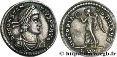 Roman coins CONSTANTIUS II Type : Silique  Date : 360-361  Mint name / Town : Lyon  Metal : silver  Millesimal fineness : 900  ‰ Diameter : 17,5  mm Orientation dies : 6  h. Weight : 1,89  g. Obverse 
