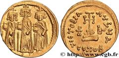 Byzantine coins HERACLIUS, HERACLIUS CONSTANTINE and HERACLONAS Type : Solidus  Date : 638-639  Mint name / Town : Constantinople  Metal : gold  Millesimal fineness : 1000  ‰ Diameter : 19,5  mm Orien