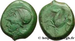 Greek Coins SICILY - SYRACUSE Type : Litra  Date : c. 400-367 AC.  Mint name / Town : Syracuse, Sicile  Metal : bronze  Diameter : 20  mm Orientation dies : 9  h. Weight : 7,58  g. Rarity : R1  Obvers