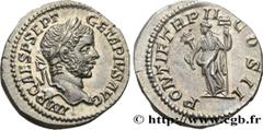 Roman coins GETA Type : Denier  Date : 210  Mint name / Town : Rome  Metal : silver  Millesimal fineness : 550  ‰ Diameter : 19  mm Orientation dies : 6  h. Weight : 2,91  g. Rarity : R1  Officine : 6