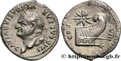 Roman coins VESPASIAN Type : Denier  Date : 77  Mint name / Town : Rome  Metal : silver  Millesimal fineness : 950  ‰ Diameter : 19  mm Orientation dies : 6  h. Weight : 3,24  g. Rarity : R2  Obverse 