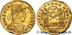 Roman coins CONSTANS Type : Solidus  Date : 345  Mint name / Town : Trèves  Metal : gold  Diameter : 21,5  mm Orientation dies : 6  h. Weight : 4,50  g. Rarity : R2  Obverse legend : CONSTANS - AVGVST