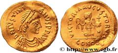 Byzantine coins JUSTINIAN I Type : Tremissis   Date : 527-565  Mint name / Town : Constantinople  Metal : gold  Millesimal fineness : 1000  ‰ Diameter : 14,5  mm Orientation dies : 6  h. Weight : 1,47