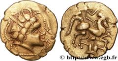 Celtic coins NAMNETES (Area of Nantes) Type : Statère d'or à l'hippophore, au bâton  Date : Ier siècle avant J.-C.  Mint name / Town : Nantes (44)  Metal : gold  Diameter : 22  mm Orientation dies : 1