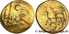 Celtic coins GALLIA BELGICA - BELLOVACI (Area of Beauvais) Type : Statère d'or à l'astre, cheval à gauche  Date : c. 80-50 AC.  Mint name / Town : Beauvais (60)  Metal : gold  Diameter : 18  mm Orient