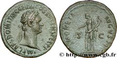 DOMITIEN(12/69-18/09/96)Titus Flavius Domitianus Auguste(13/09/81-18/09/96) As, (MB, ئ 29) N° v36_0411    Date : 92-94 Nom de l'atelier : Rome Métal : bronze Diamètre : 29mm Axe des coins : 6h. Poids 