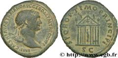 TRAJAN(27/10/97-8/08/117)Marcus Ulpius TraianusAuguste(25/01/98-8/08/117) Sesterce, (GB, ئ 35) N° v36_0426    Date : 107 Nom de l'atelier : Rome Métal : bronze Diamètre : 35mm Axe des coins : 6h. Poid
