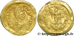 ANASTASE(11/04/491-1/07/518) Tremissis N° v36_1133    Date : 491-518 Nom de l'atelier : Constantinople Métal : or Diamètre : 15mm Axe des coins : 6h. Poids : 1,31g. Degré de rareté : R1 Etat de conser