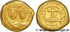 HERACLIUS et HERACLIUS CONSTANTIN(22/01/613-4/07/638) Solidus globulaire N° v36_1170    Date : 637/638 Nom de l'atelier : Afrique, Carthage Métal : or Diamètre : 11,5mm Axe des coins : 6h. Poids : 4,4