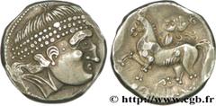 CELTES DU DANUBE - BURGENLAND(IIe-Ier siècles avant J.-C.) Tétradrachme, type de “Kroisbacher” N° v36_1340    Date : c. IIe-Ier siècles AC. Métal : argent Diamètre : 23mm Axe des coins : 1h. Poids : 1