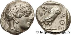Greek Coins ATTICA - ATHENS Type : Tétradrachme  Date : c. 430 AC.  Mint name / Town : Athènes  Metal : silver  Diameter : 23,5  mm Orientation dies : 7  h. Weight : 17,28  g. Obverse legend : Anépigr