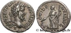 Roman coins SEPTIMIUS SEVERUS Type : Denier  Date : 197  Mint name / Town : Laodicée  Metal : silver  Millesimal fineness : 500  ‰ Diameter : 18  mm Orientation dies : 12  h. Weight : 3,47  g. Rarity 