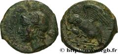 Greek Coins SICILY - KAMARINA Type : Tetras  Date : c. 420-405 AC.  Mint name / Town : Camarina, Sicile  Metal : copper  Diameter : 15  mm Orientation dies : 12  h. Weight : 3,61  g. Rarity : R2  Obve