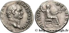 Roman coins VESPASIAN Type : Denier  Date : 73  Mint name / Town : Rome  Metal : silver  Millesimal fineness : 900  ‰ Diameter : 18,5  mm Orientation dies : 11  h. Weight : 3,42  g. Obverse legend : I