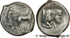 Greek Coins SICILY - GELA Type : Tétradrachme  Date : c. 420-415 AC.  Mint name / Town : Géla, Sicile  Metal : silver  Diameter : 26  mm Orientation dies : 7  h. Weight : 16,78  g. Rarity : R2  Obvers