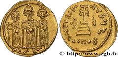 Byzantine coins HERACLIUS, HERACLIUS CONSTANTINE and HERACLONAS Type : Solidus  Date : 638-639  Mint name / Town : Constantinople  Metal : gold  Millesimal fineness : 1000  ‰ Diameter : 20  mm Orienta