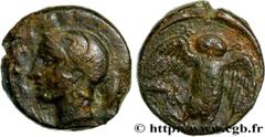 Greek Coins SICILY - KAMARINA Type : Tetras  Date : c. 420-405 AC.  Mint name / Town : Camarina, Sicile  Metal : copper  Diameter : 15  mm Orientation dies : 3  h. Weight : 3,31  g. Rarity : R2  Obver