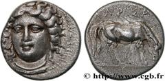 Greek Coins THESSALY - LARISSA Type : Drachme  Date : c. 400-370 AC  Mint name / Town : Larissa, Thessalie  Metal : silver  Diameter : 18,5  mm Orientation dies : 6  h. Weight : 5,78  g. Rarity : R1  