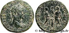 Roman coins GETA Type : Sesterce  Date : 210  Mint name / Town : Rome  Metal : copper  Diameter : 30,5  mm Orientation dies : 7  h. Weight : 23,74  g. Rarity : R3  Officine : 6e  Obverse legend : IMP 